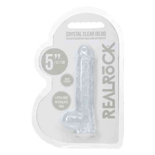 Realistyczne dildo żelowe RealRock 5 cali z jądrami w wersji transparentnej - opakowanie