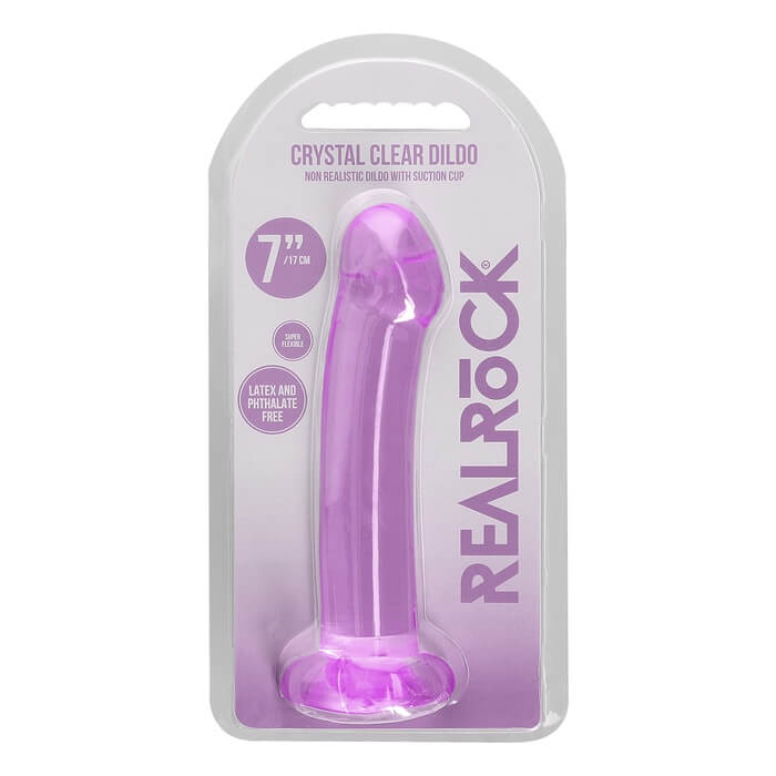 Dildo żelowe RealRock 7 cali z szerszym końcem w kolorze fioletowym - opakowanie