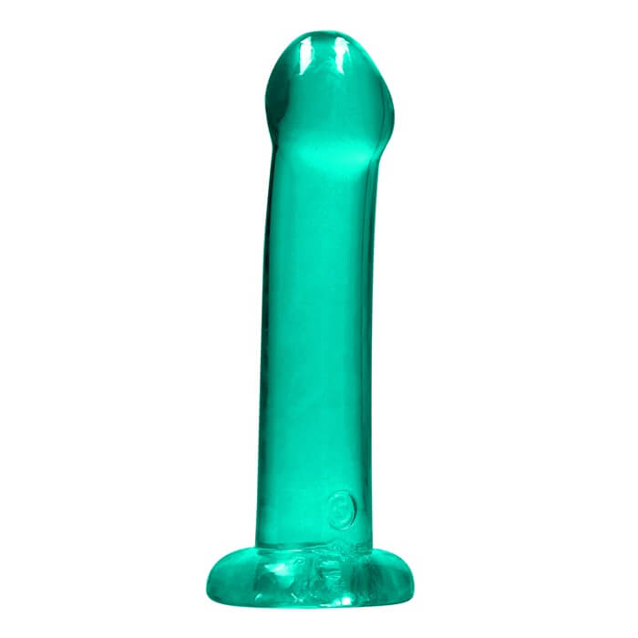 Dildo żelowe RealRock 7 cali z szerszym końcem w kolorze turkusowym