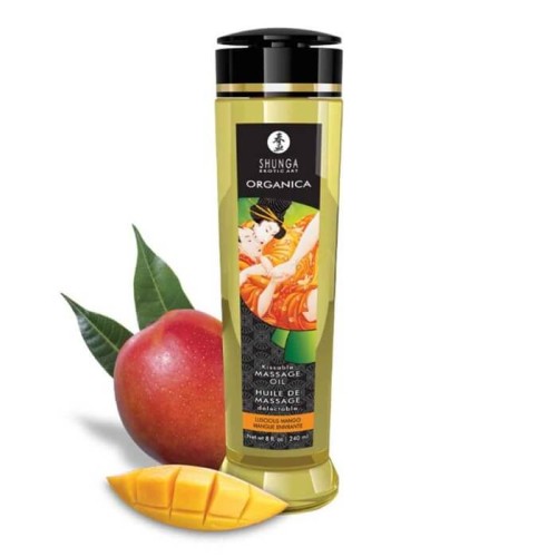 Smakowy olejek do masażu Shunga Organica o zapachu mango